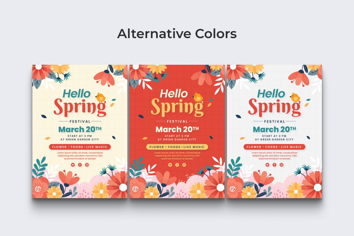 春季风格海报传单Ai和EPS模板 Spring Style Flyer Ai & EPS Template 设计素材 第3张