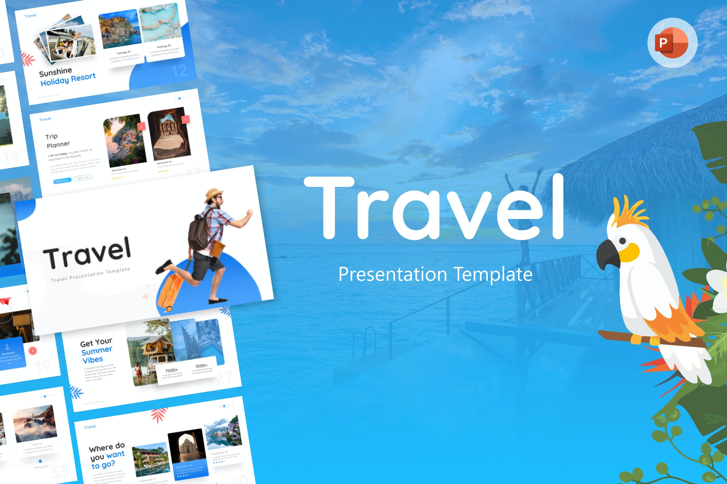 旅游创意PPT演示文稿 Travel Creative PowerPoint Template 幻灯图表 第1张