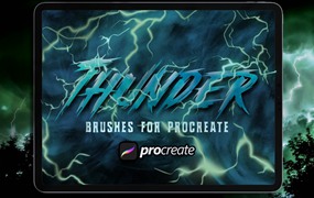 雷电Procreate印章绘画笔刷素材 Dansdesign Thunder Brush Procreate