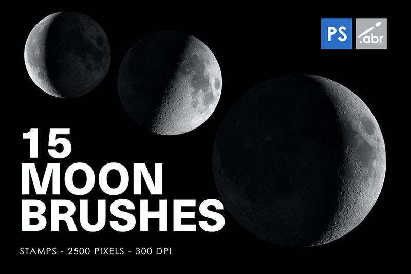 15个真实月亮月球图案PS笔刷 笔刷资源 第1张