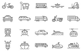 80个交通工具图标 80 Transportation Icons