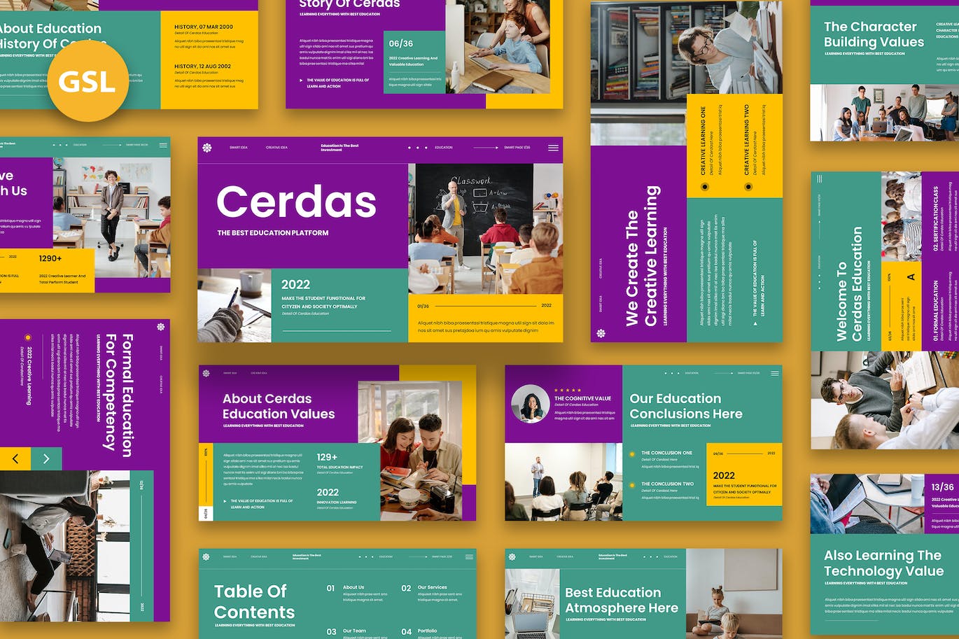 教育教学培训谷歌幻灯片模板下载 Cerdas – Education Google Slides 幻灯图表 第1张