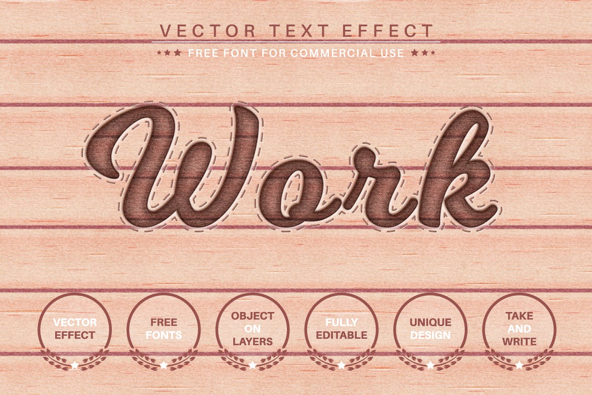 木纹工艺矢量文字效果字体样式 Wooden Craft – Editable Text Effect, Font Style 插件预设 第5张