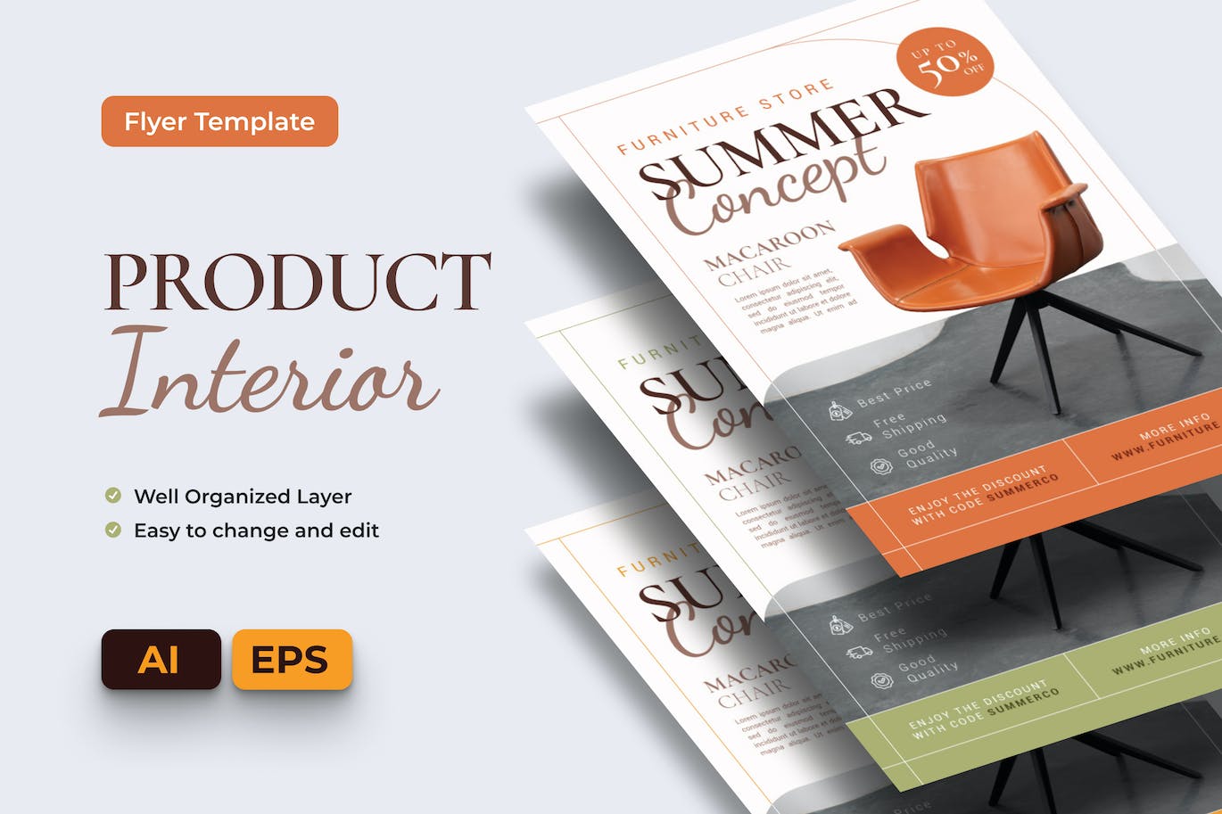 家具产品海报传单Ai和EPS模板 Product Interior Flyer Ai & EPS Template 设计素材 第1张