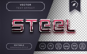 水晶不锈钢矢量文字效果字体样式 Reflect Steel – Editable Text Effect, Font Style