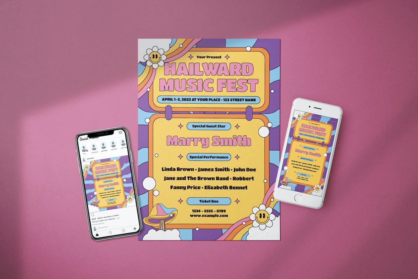 复古音乐节海报传单媒体套件 Retro Music Festival – Flyer Media Kit 设计素材 第1张