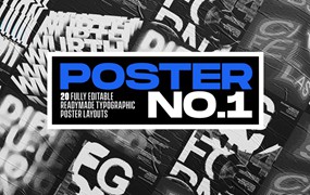 20个潮流抽象视觉海报标题特效字体设计智能贴图样机模板 Typographic Poster Layouts No.01