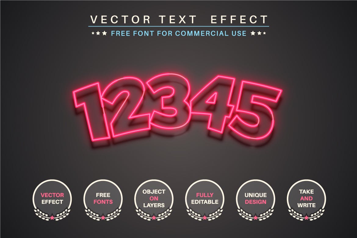 霓虹灯矢量文字效果字体样式 Night Party – Editable Text Effect, Font Style 样机素材 第6张