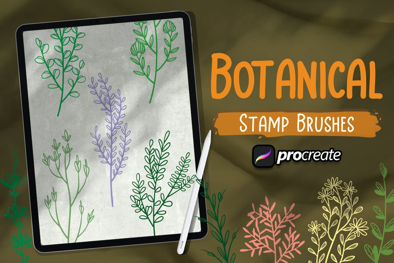 植物叶子Procreate印章绘画笔刷素材 Botanical Leaf Brush Stamp Procreate 笔刷资源 第2张