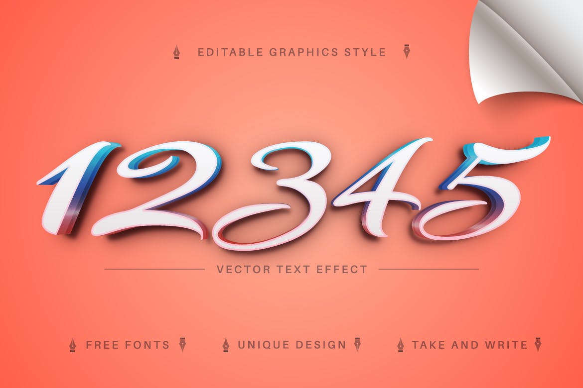 3D连字矢量文字效果字体样式 Beauty Stroke – Editable Text Effect, Font Style 插件预设 第4张