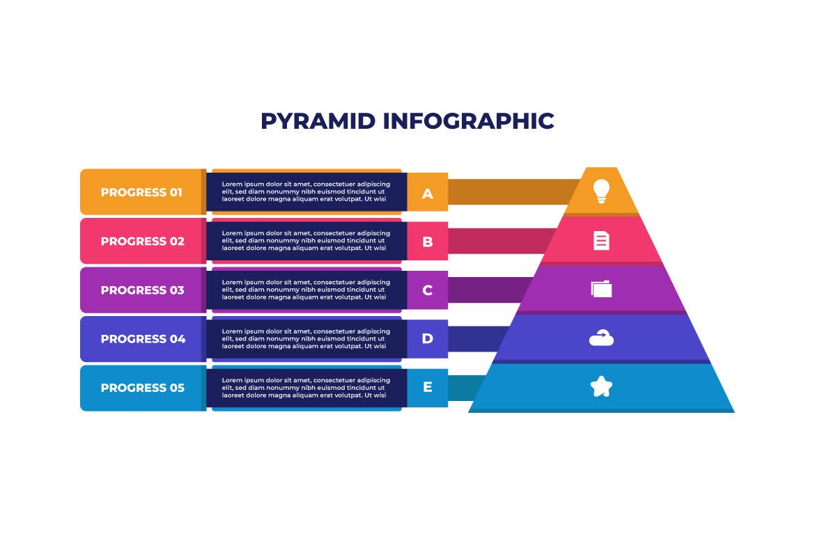 三角形金字塔彩色商业信息图表模板 Triangle Pyramid Colorful Business Infographic 图片素材 第1张