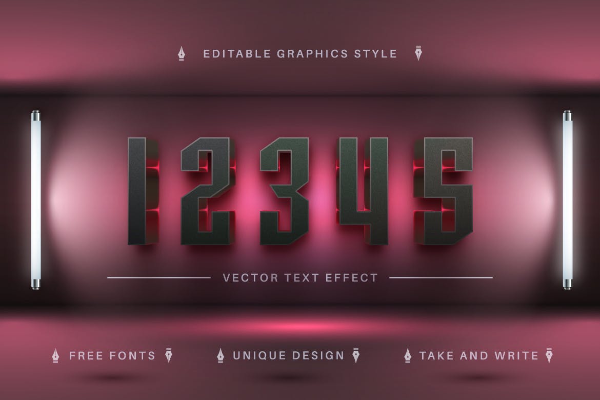 粉光金属感矢量文字效果字体样式 Pink Lovely – Editable Text Effect, Font Style 插件预设 第4张