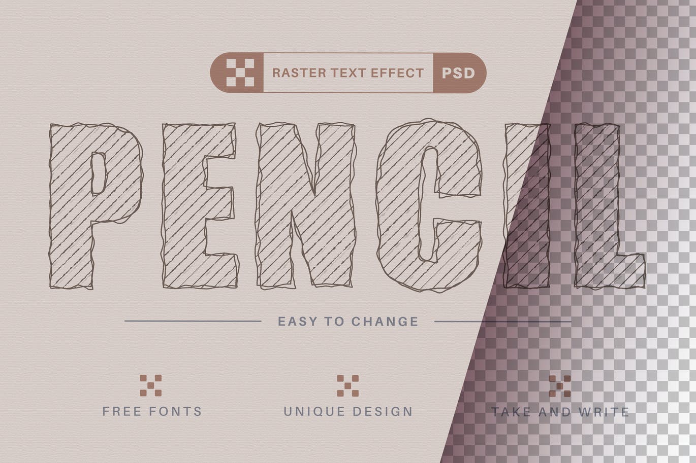 铅笔素描文字效果字体样式 Pencil Sketch – Editable Text Effect, Font Style 插件预设 第1张