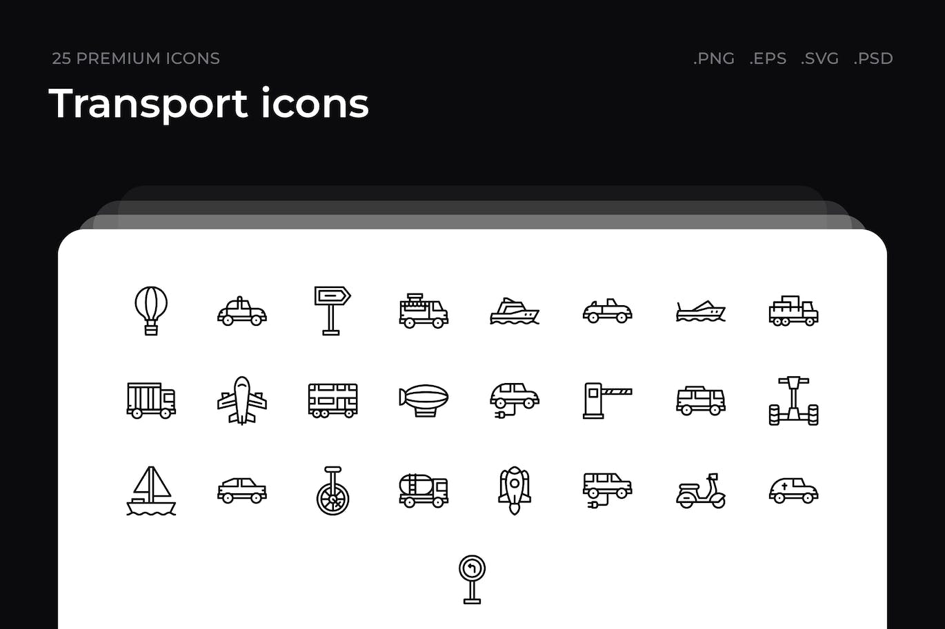 25枚交通工具主题简约线条矢量图标 Transport icons 图标素材 第1张