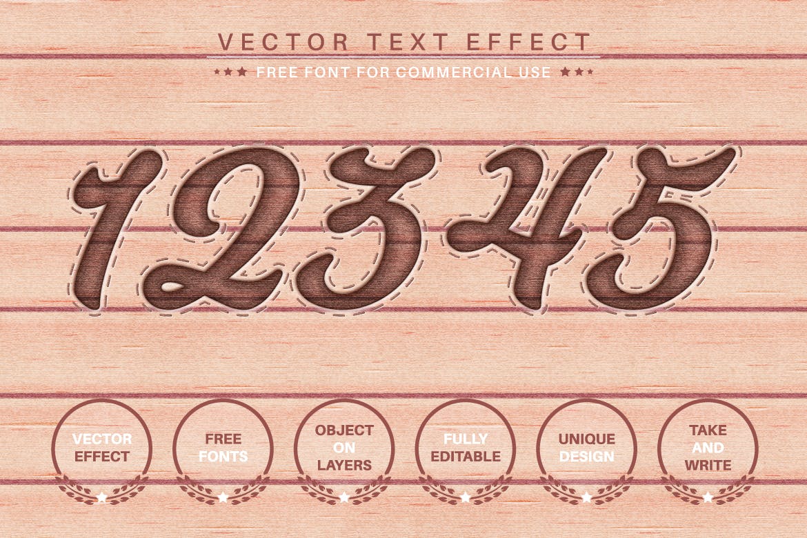 木纹工艺矢量文字效果字体样式 Wooden Craft – Editable Text Effect, Font Style 插件预设 第2张
