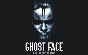 恐怖鬼脸照片处理效果PS动作模板 Ghost Face – Photoshop Action