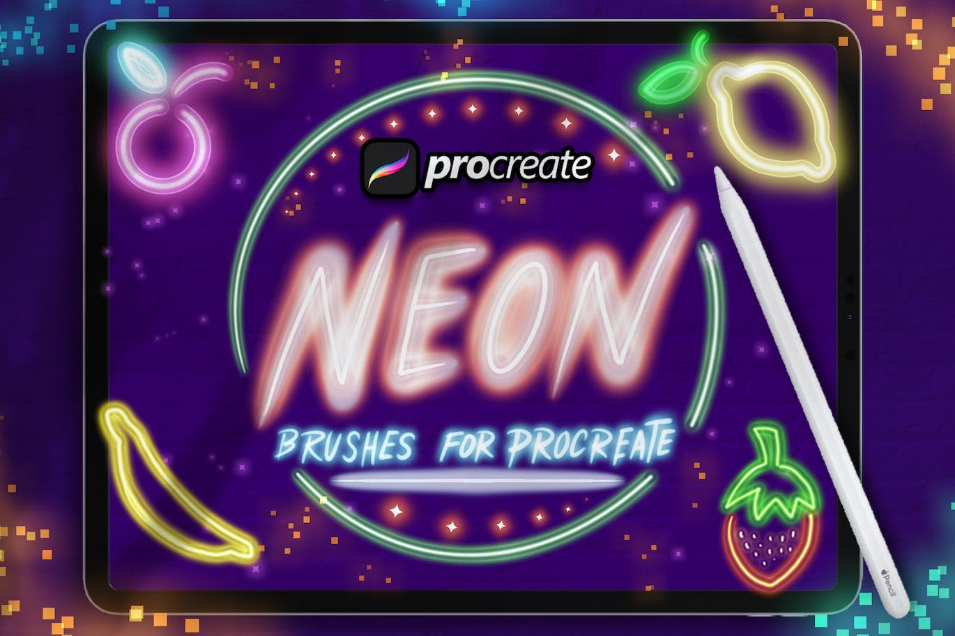 霓虹灯Procreate绘画笔刷素材 Dans Neon Light Brush Procreate 笔刷资源 第1张