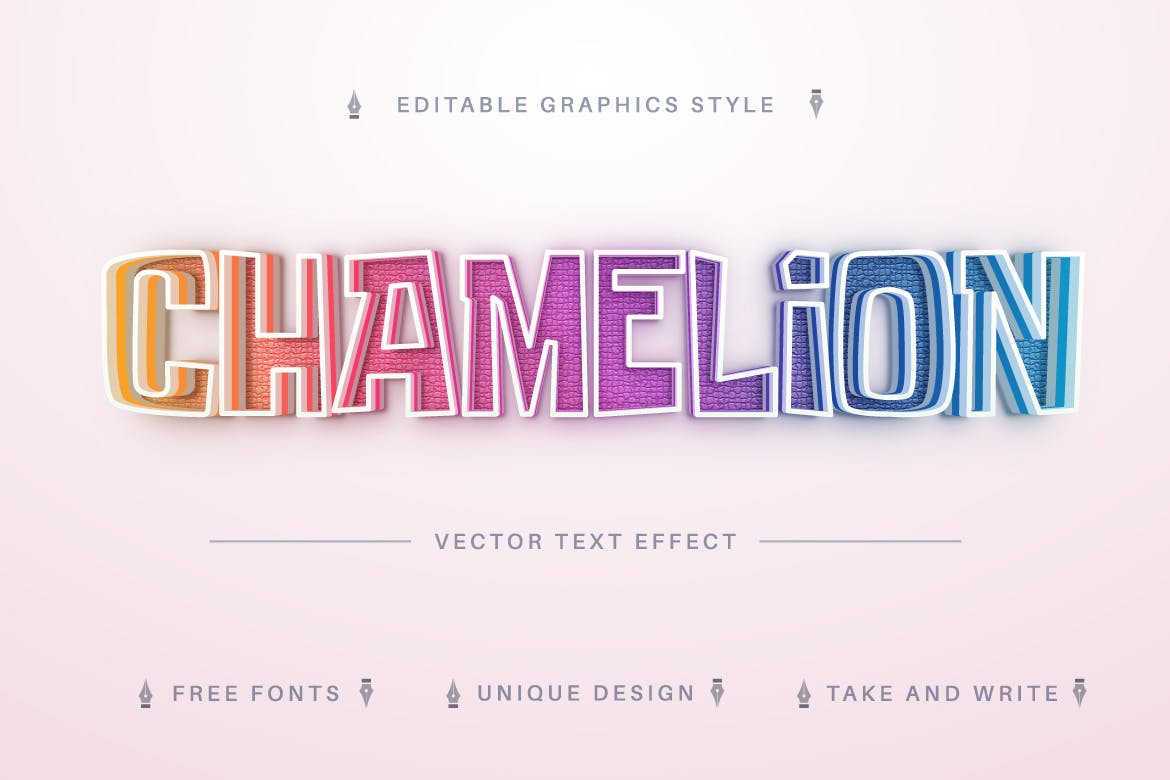 渐变皮革矢量文字效果字体样式 Chamelion – Editable Text Effect, Font Style 插件预设 第4张