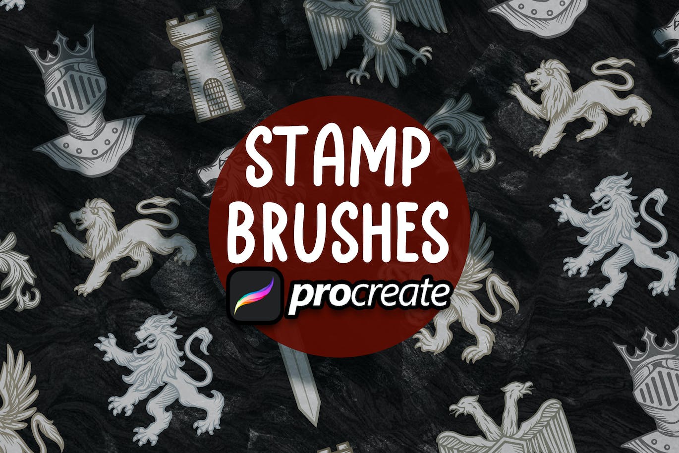 复古饰章纹章Procreate印章绘画笔刷素材 Crest Element Heraldic Brush Stamp Procreate 笔刷资源 第1张