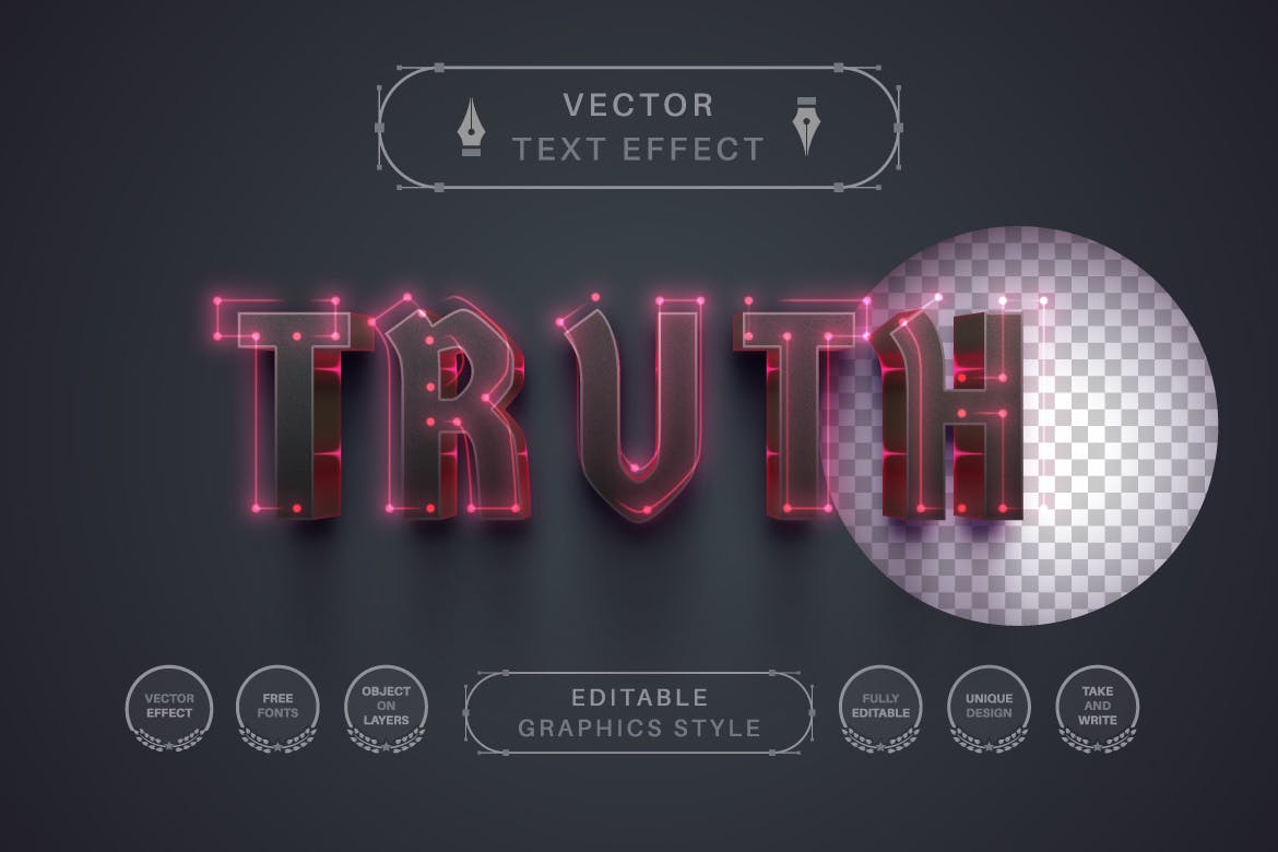 红色线点矢量文字效果字体样式 Velvet – Editable Text Effect, Font Style 插件预设 第2张