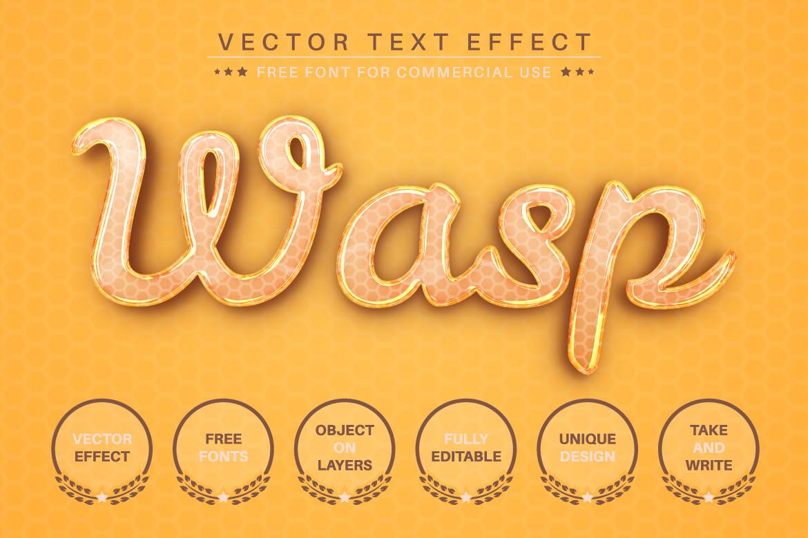蜂蜜蜂窝矢量文字效果字体样式 Honey – Editable Text Effect, Font Style 插件预设 第4张
