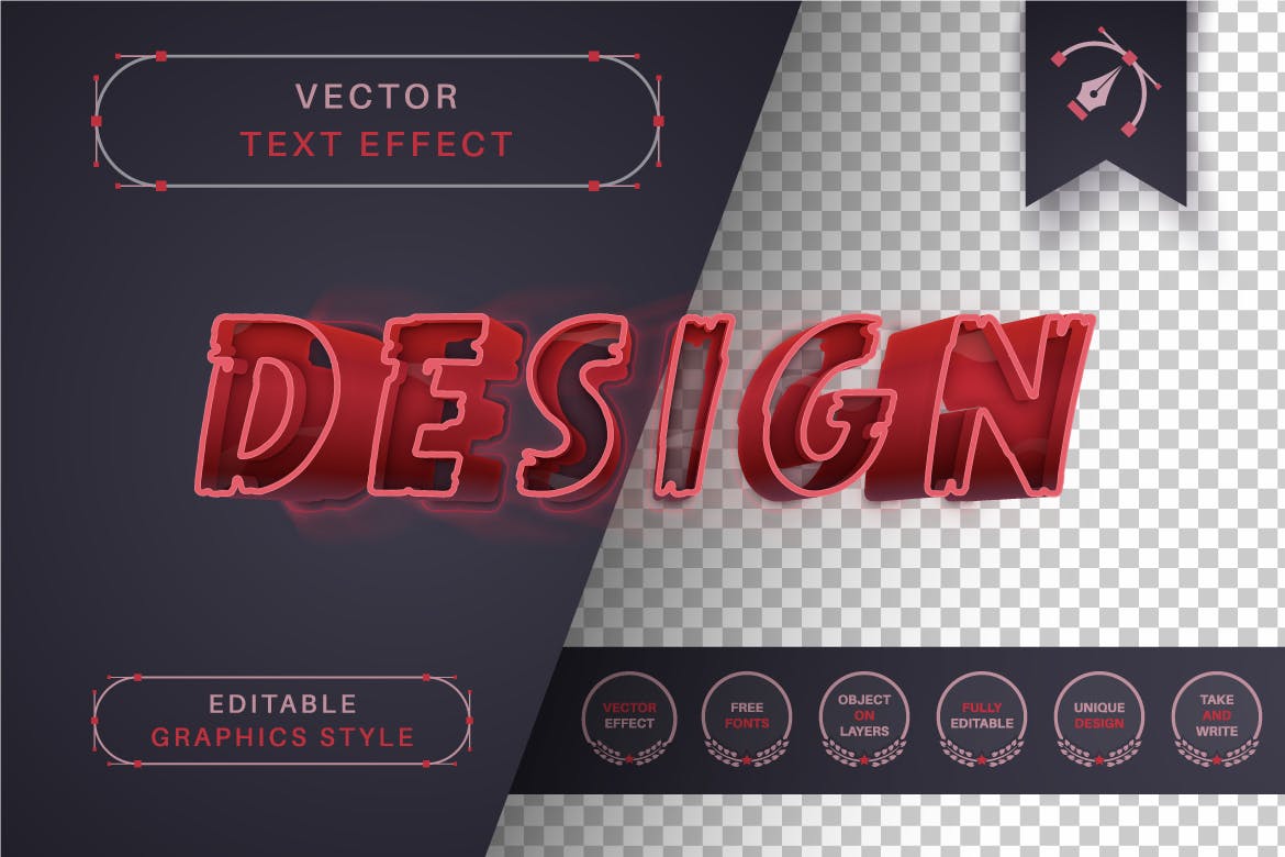 红色恐怖矢量文字效果字体样式 Horror Stroke – Editable Text Effect, Font Style 插件预设 第3张