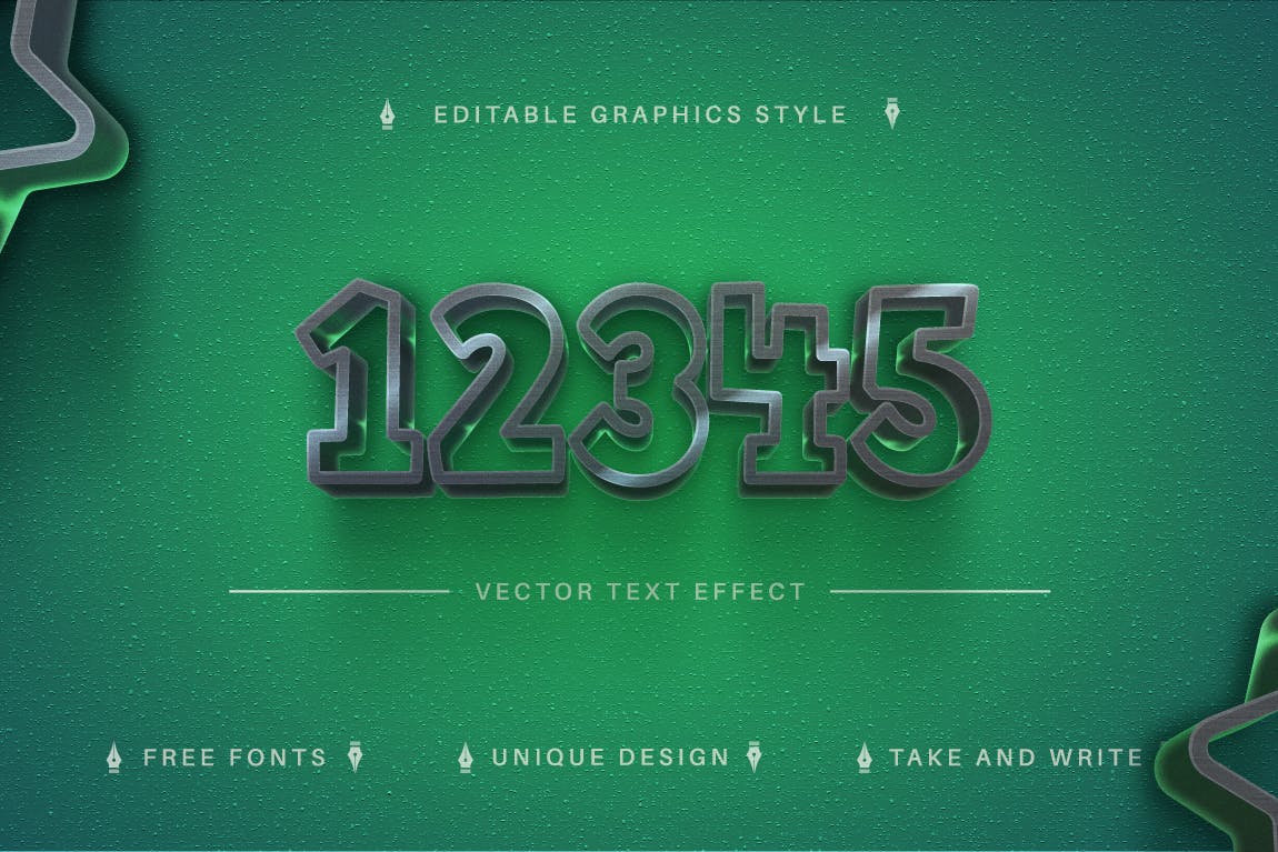 时尚绿色矢量文字效果字体样式 Stylish Green – Editable Text Effect, Font Style 插件预设 第2张