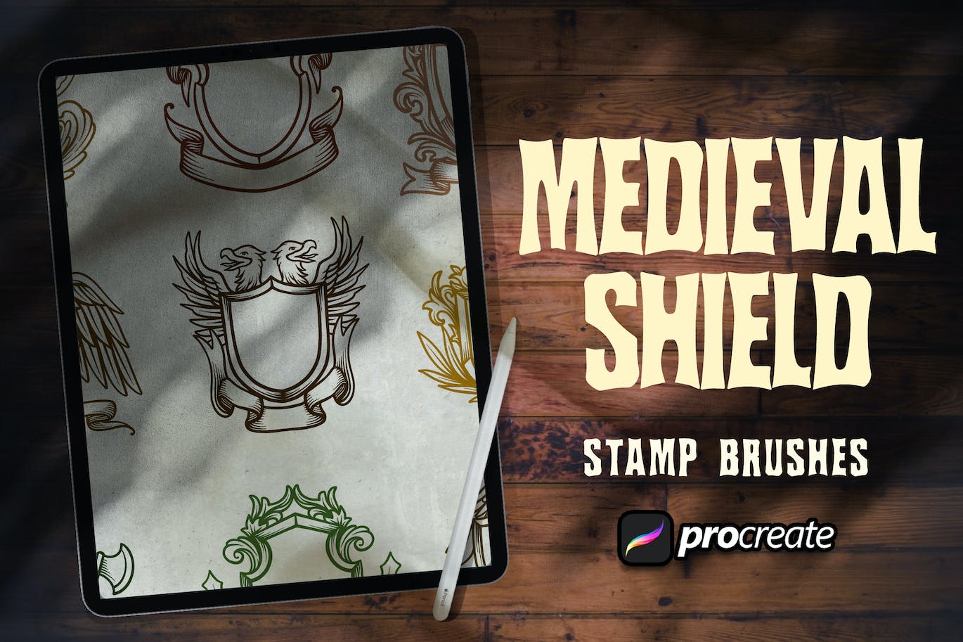 中世纪盾牌Procreate印章绘画笔刷素材 Medieval Shield Heraldic Stamp Brush Procreate 笔刷资源 第2张