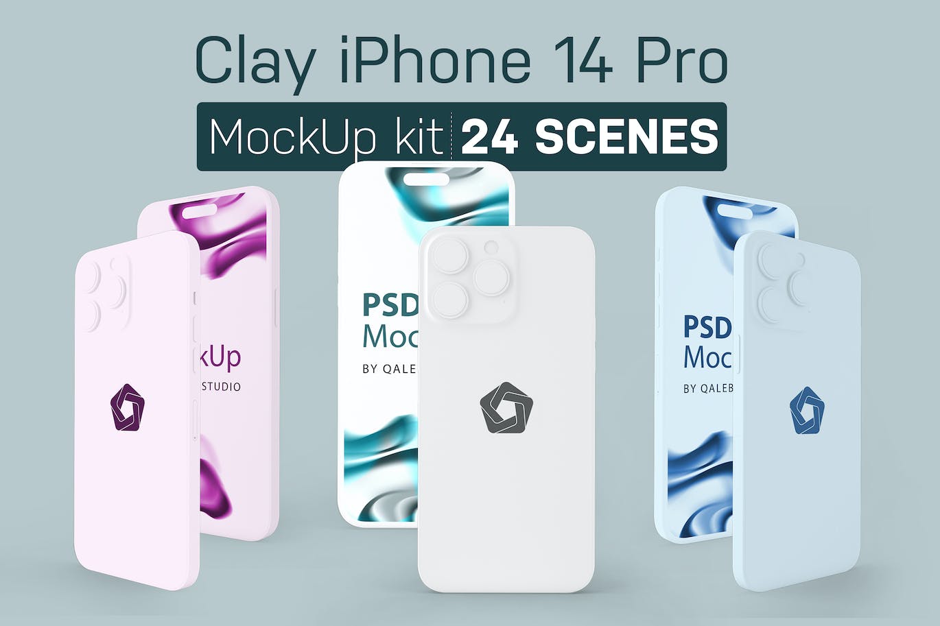 粘土风格iphone 14 Pro设计手机样机 Clay iPhone 14 样机素材 第1张