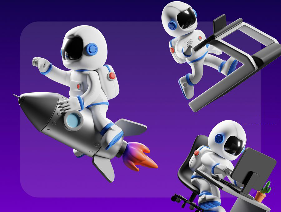 3D图标-3D立体卡通太空宇航员角色人物设计插画模型PNG素材 图标素材 第3张