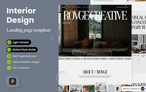 室内设计网站着陆页模板 Rovge – Interior Design Landing Page