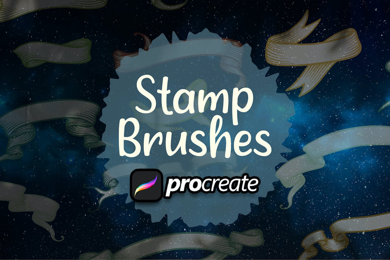 复古丝带Procreate印章绘画笔刷素材 Vintage Ribbon Stamp Brush Procreate 笔刷资源 第1张