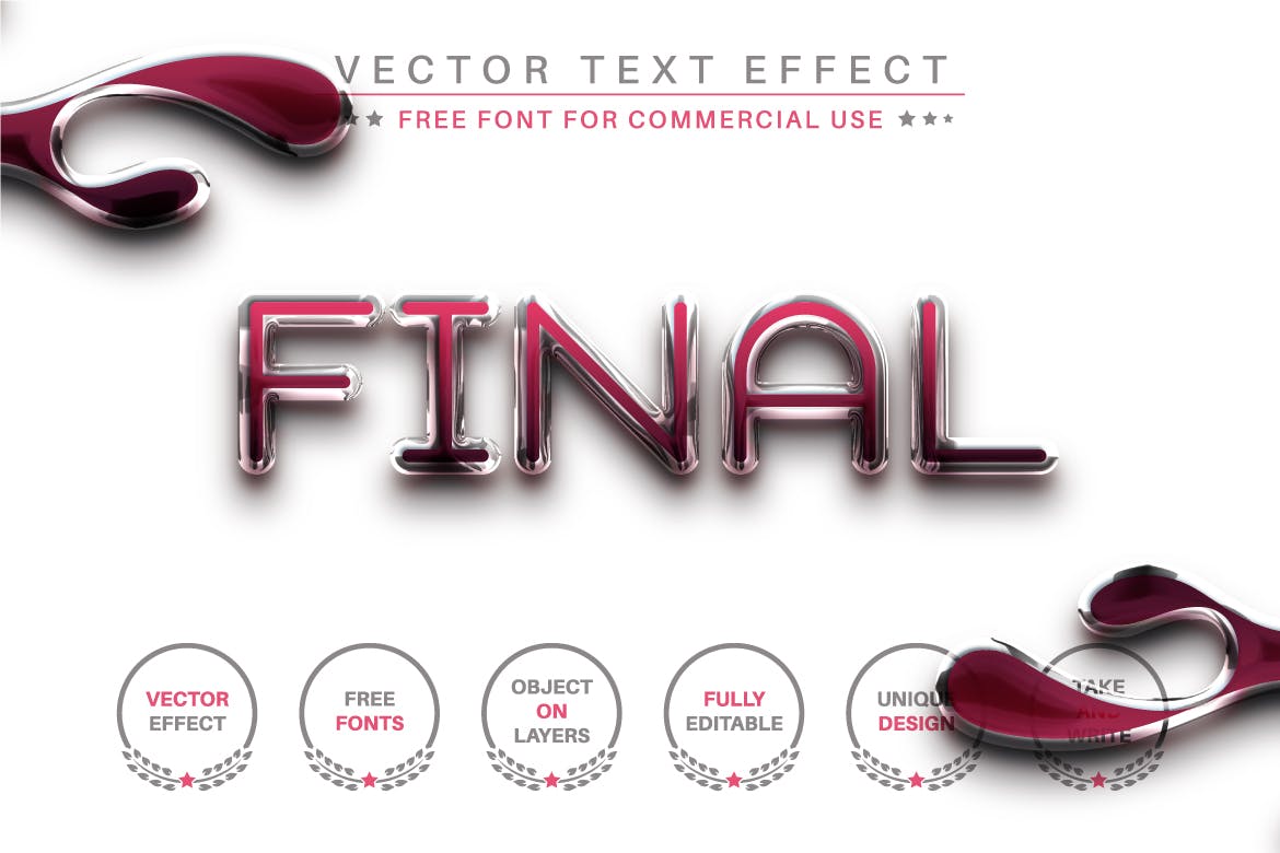粉红金属矢量文字效果字体样式 Pink Metal – Editable Text Effect, Font Style 插件预设 第5张