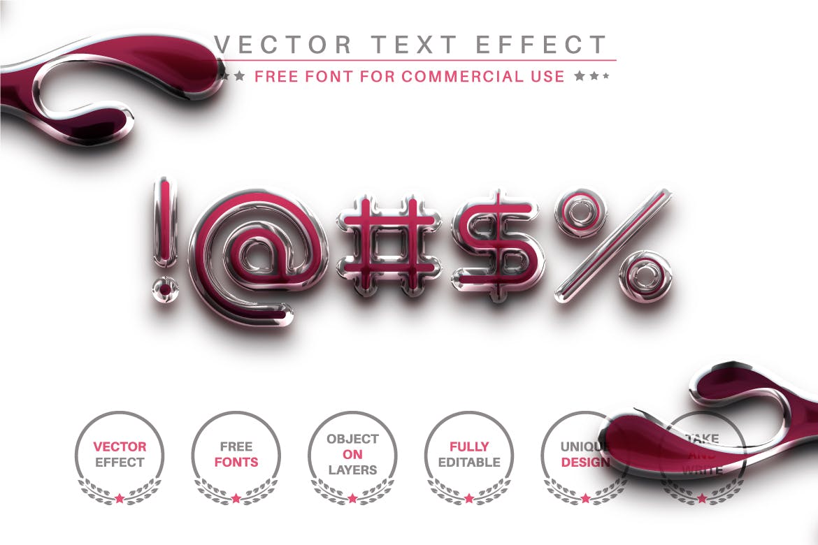 粉红金属矢量文字效果字体样式 Pink Metal – Editable Text Effect, Font Style 插件预设 第2张