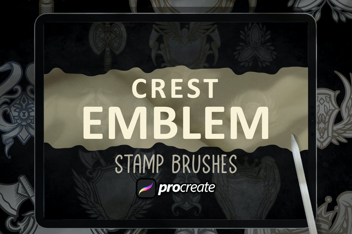 盾牌徽章Procreate印章绘画笔刷素材 Crest Emblem Dansdesign Stamp Brush Procreate 笔刷资源 第2张