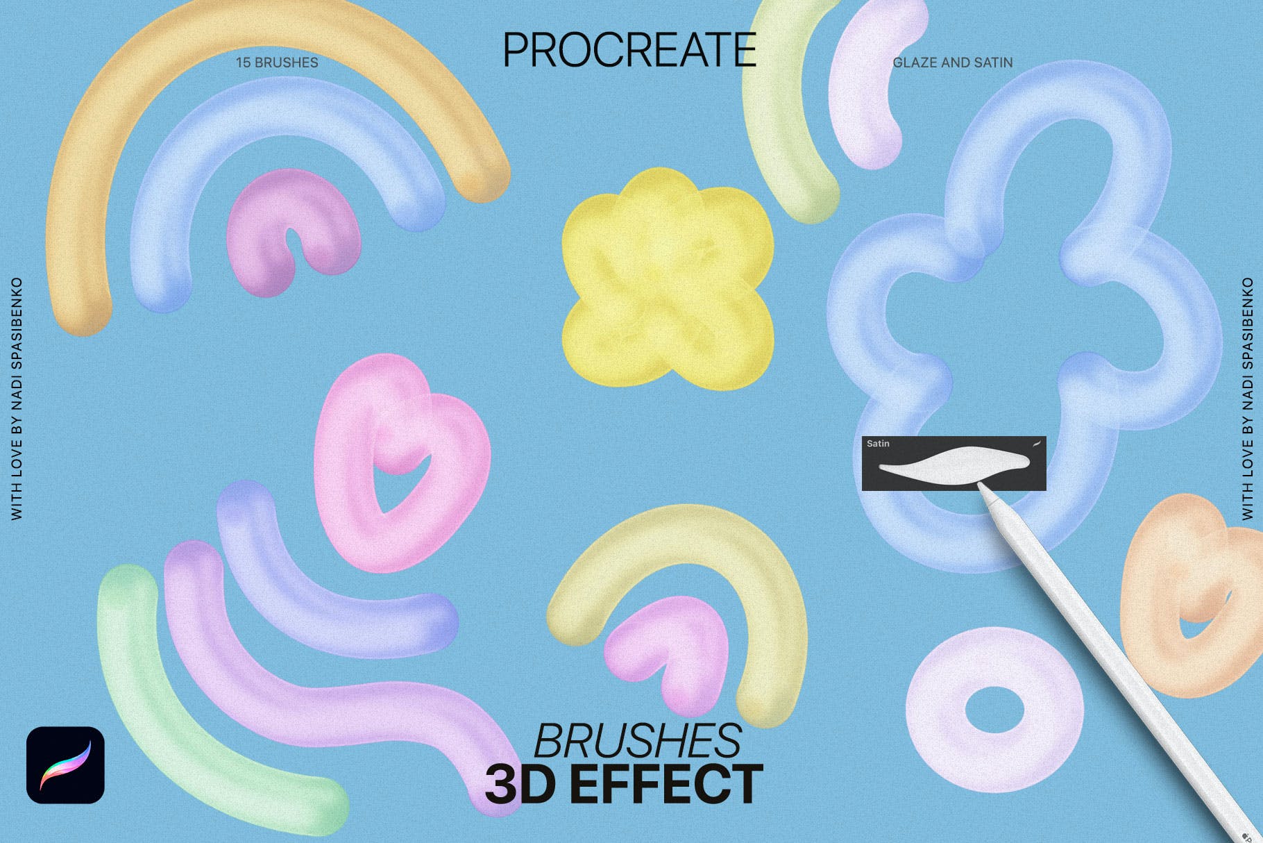 3D效果Procreate画笔 3D effect Procreate Brushes 笔刷资源 第5张
