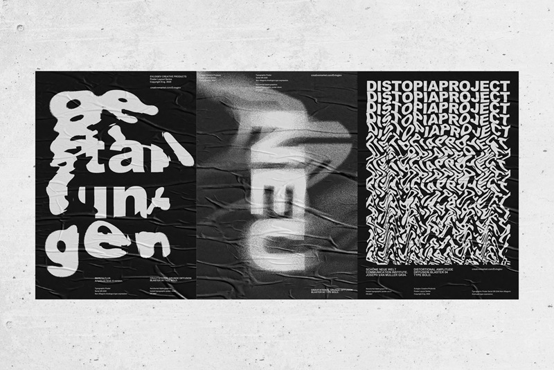 20个潮流抽象视觉海报标题特效字体设计智能贴图样机模板 Typographic Poster Layouts No.01 样机素材 第9张