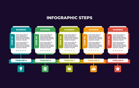 扁平化信息图表步骤设计模板 Flat Infographic Business Steps Design Template