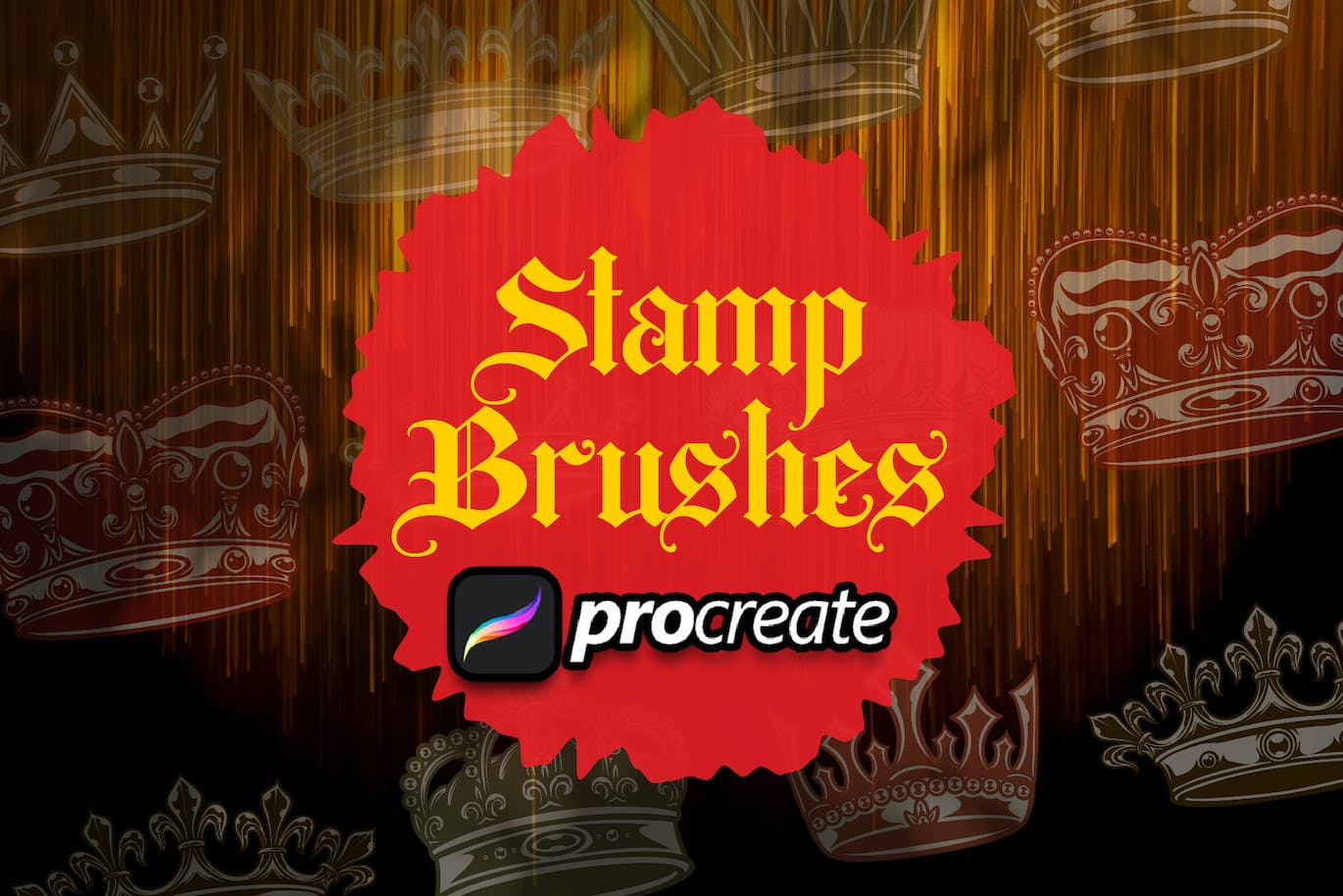 皇冠纹章Procreate印章绘画笔刷素材 Crown Heraldic Brush Stamp Procreate 笔刷资源 第1张