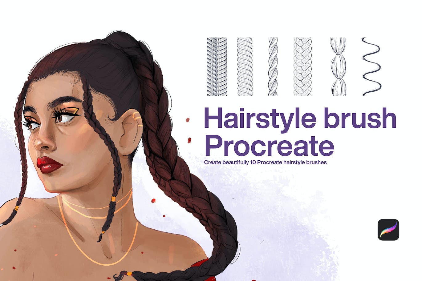 10个发型印章Procreate笔刷 10 Hairstyle Brush Procreate 笔刷资源 第1张