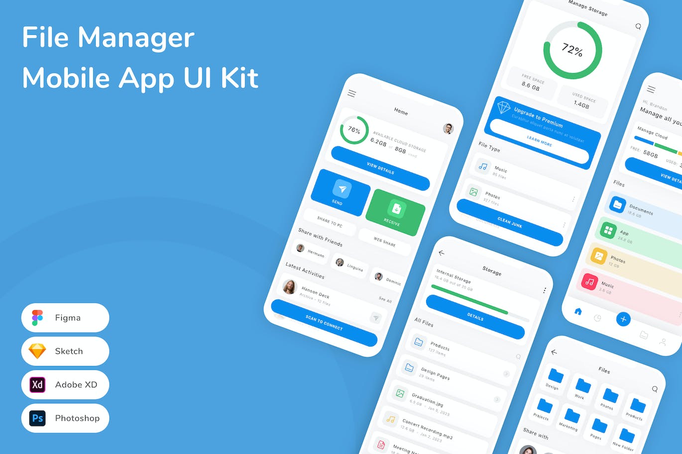 文件管理器App应用程序UI工具包素材 File Manager Mobile App UI Kit APP UI 第1张