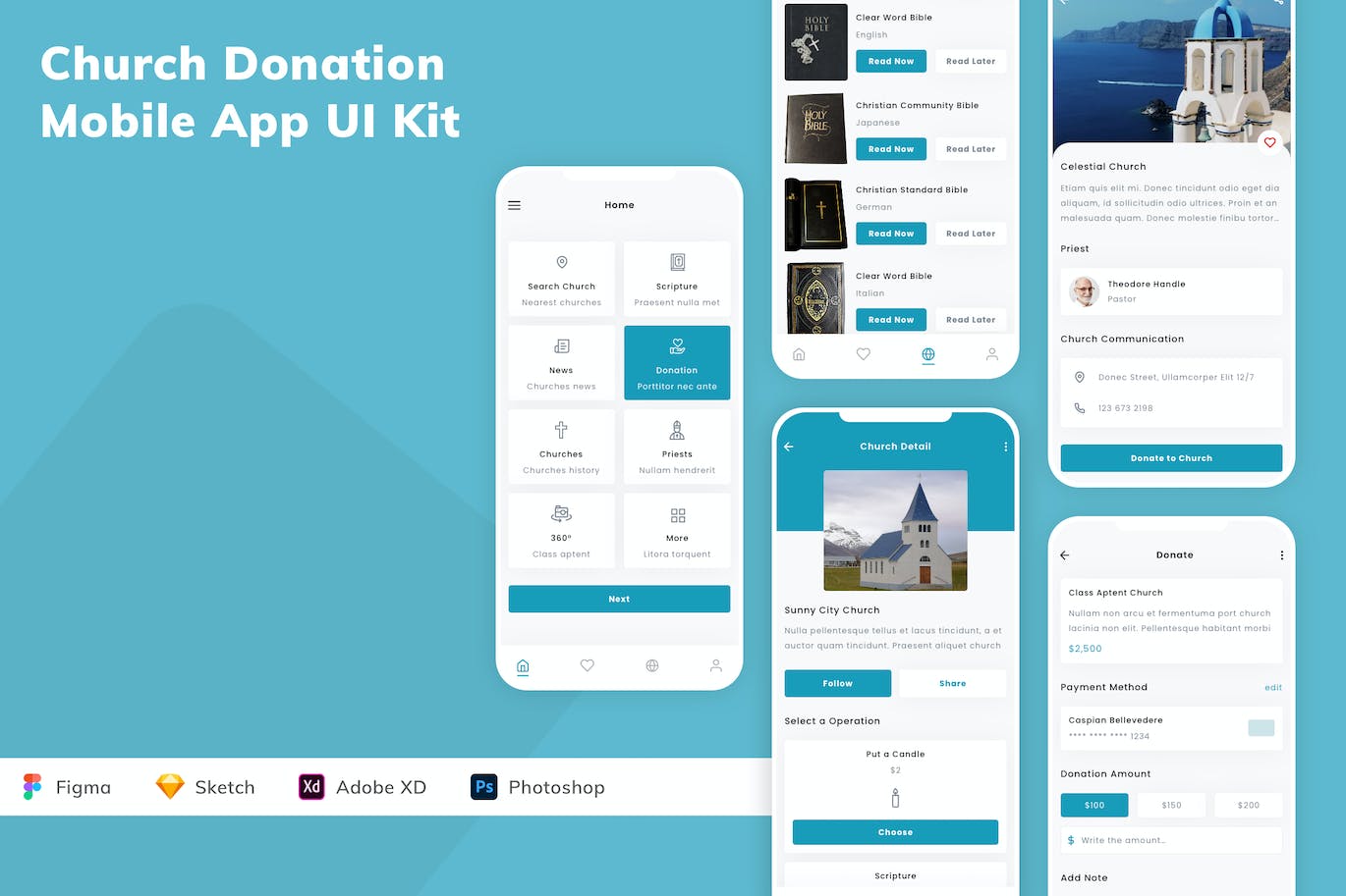 教会捐款应用程序App设计UI工具包 Church Donation Mobile App UI Kit APP UI 第1张