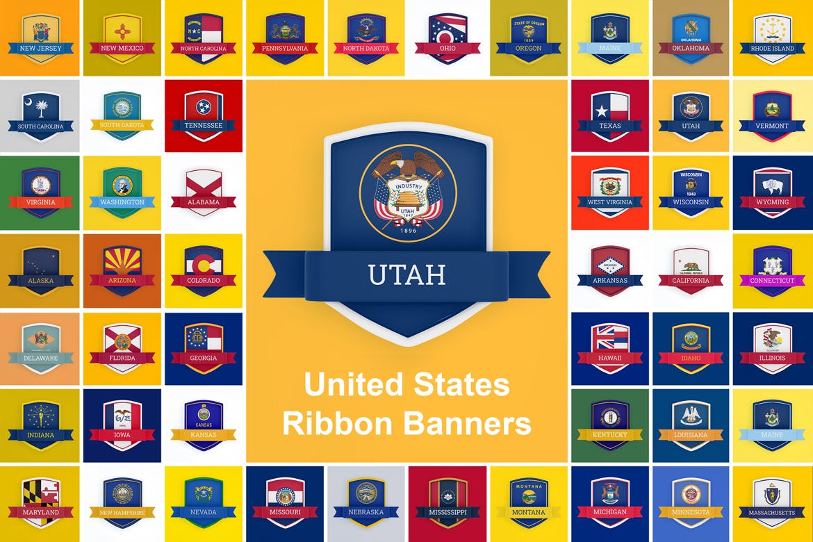 国旗丝带Banner横幅样机素材 USA Flag Ribbon Banners 样机素材 第1张