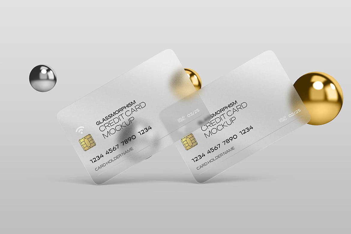 磨砂玻璃效果信用卡设计样机 Glass Effect Credit Card Mockups 样机素材 第7张