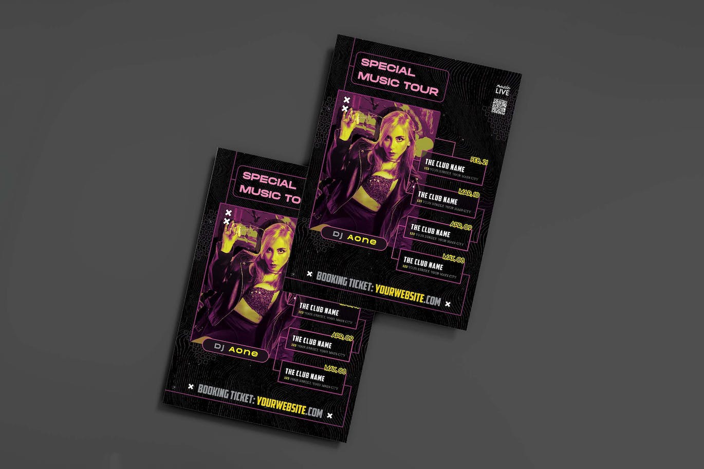 音乐DJ酒吧传单设计 DJ Tour Flyer 设计素材 第1张