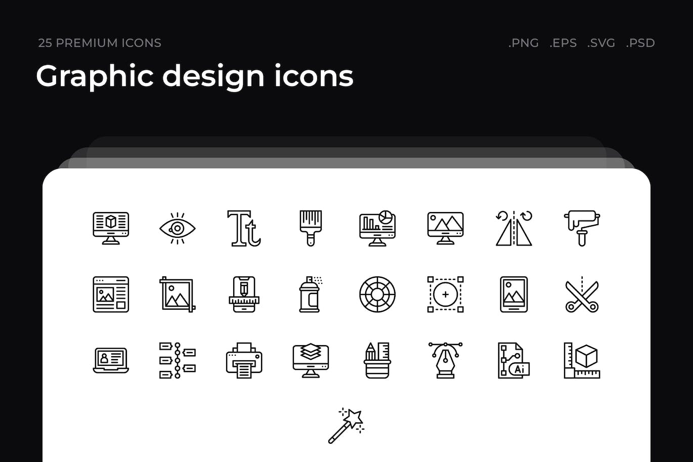 25枚平面设计主题简约线条矢量图标 Graphic design icons 图标素材 第1张