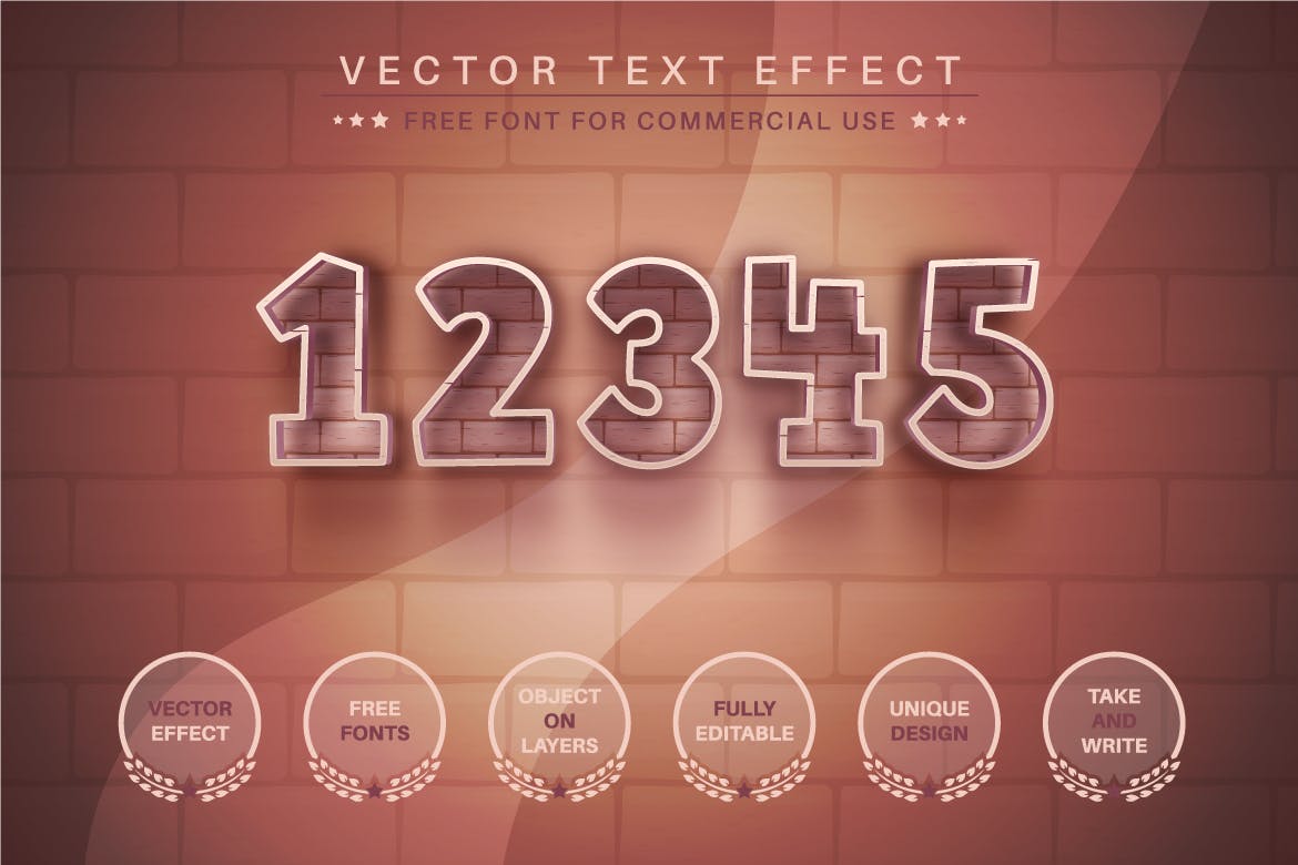 砖石纹理矢量文字效果字体样式 Brick Stone – Editable Text Effect, Font Style 插件预设 第3张