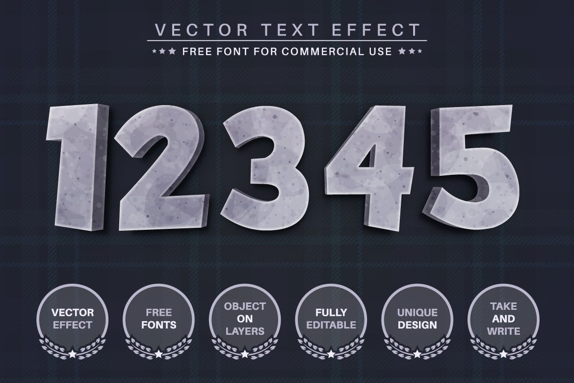 石材纹理矢量文字效果字体样式 Stone Texture – Editable Text Effect, Font Style 插件预设 第3张