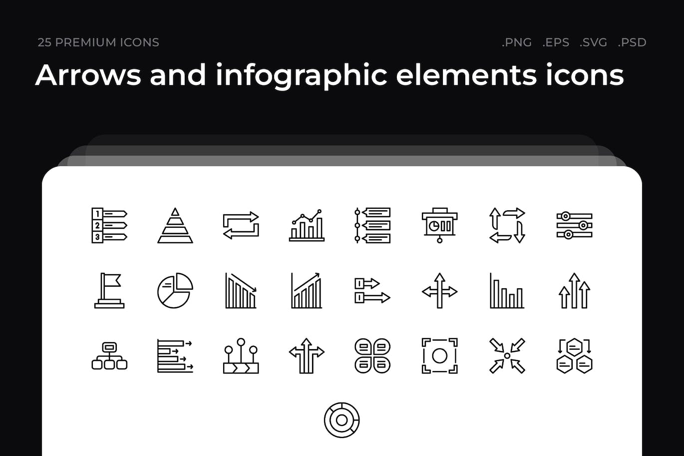 25枚箭头和信息图形元素主题简约线条矢量图标 Arrows and infographic elements icons 图标素材 第1张