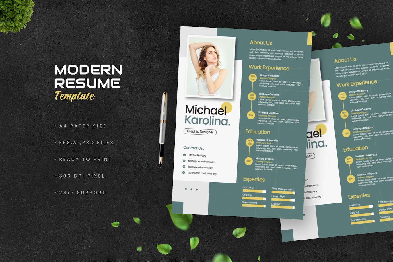 现代创意简历模板 Modern Creative Resume 幻灯图表 第1张